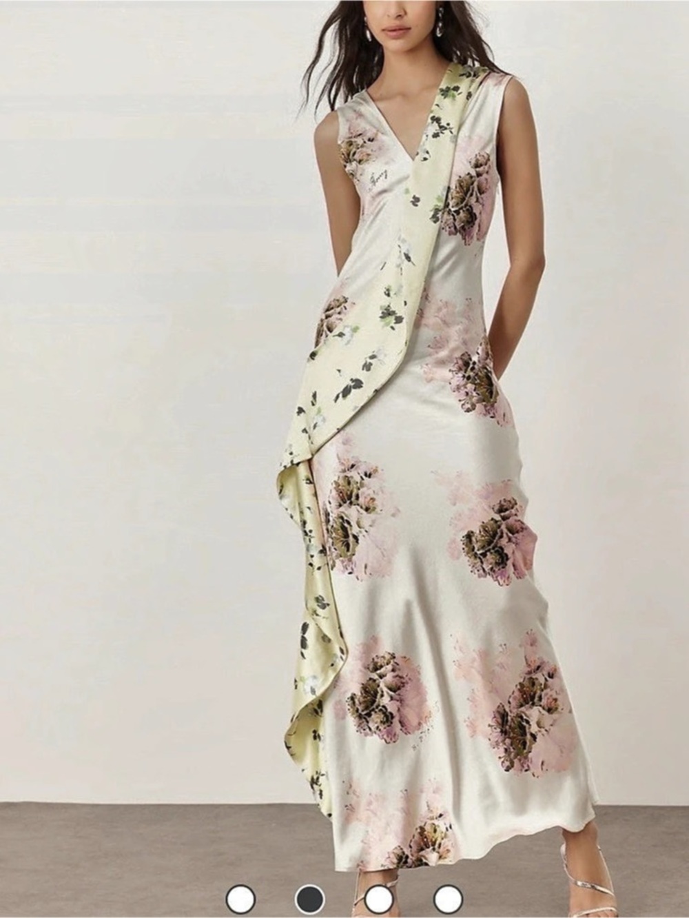 ASOS Floral Draped Satin Maxi Dress